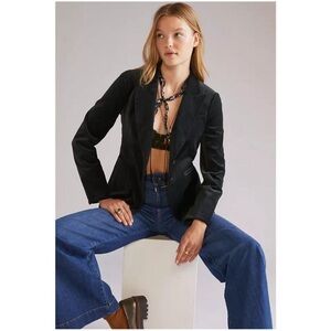 Anthropologie Paige Chelsea Velvet Blazer Sz L Dark Spruce Green NWT